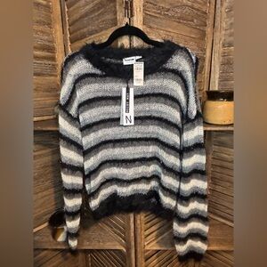 Noisy may Black and Gray Striped Sweater